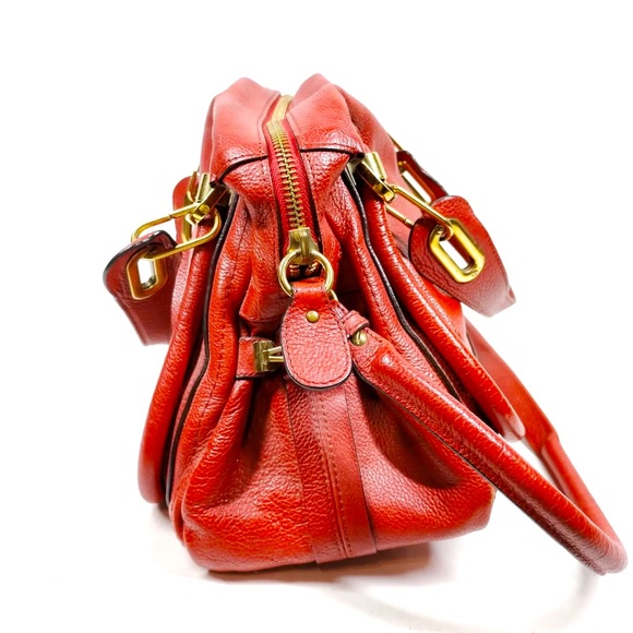 Chloe Paraty Red Leather Satchel Handbag - Picture 3 of 8